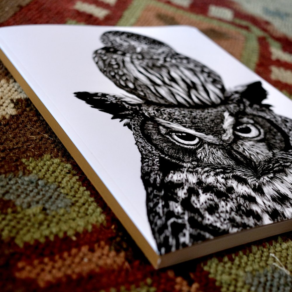 Owl Large Lay-Flat Blank Notebook
