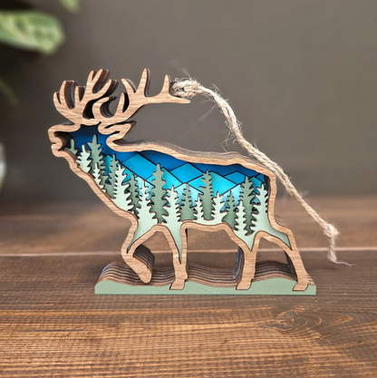 3D Layered Elk Art