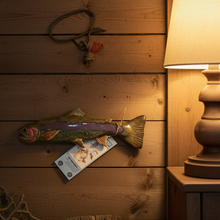 Load image into Gallery viewer, Big Sky Genie- Ceramic Fish Wall Hanging (purple and sage green
