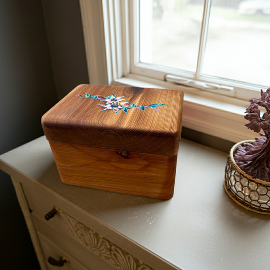 Handmade Cedar Jewelry Box flowers, Ani Eastwood