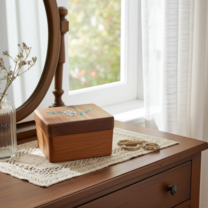 Handmade Cedar Jewelry Box flowers, Ani Eastwood