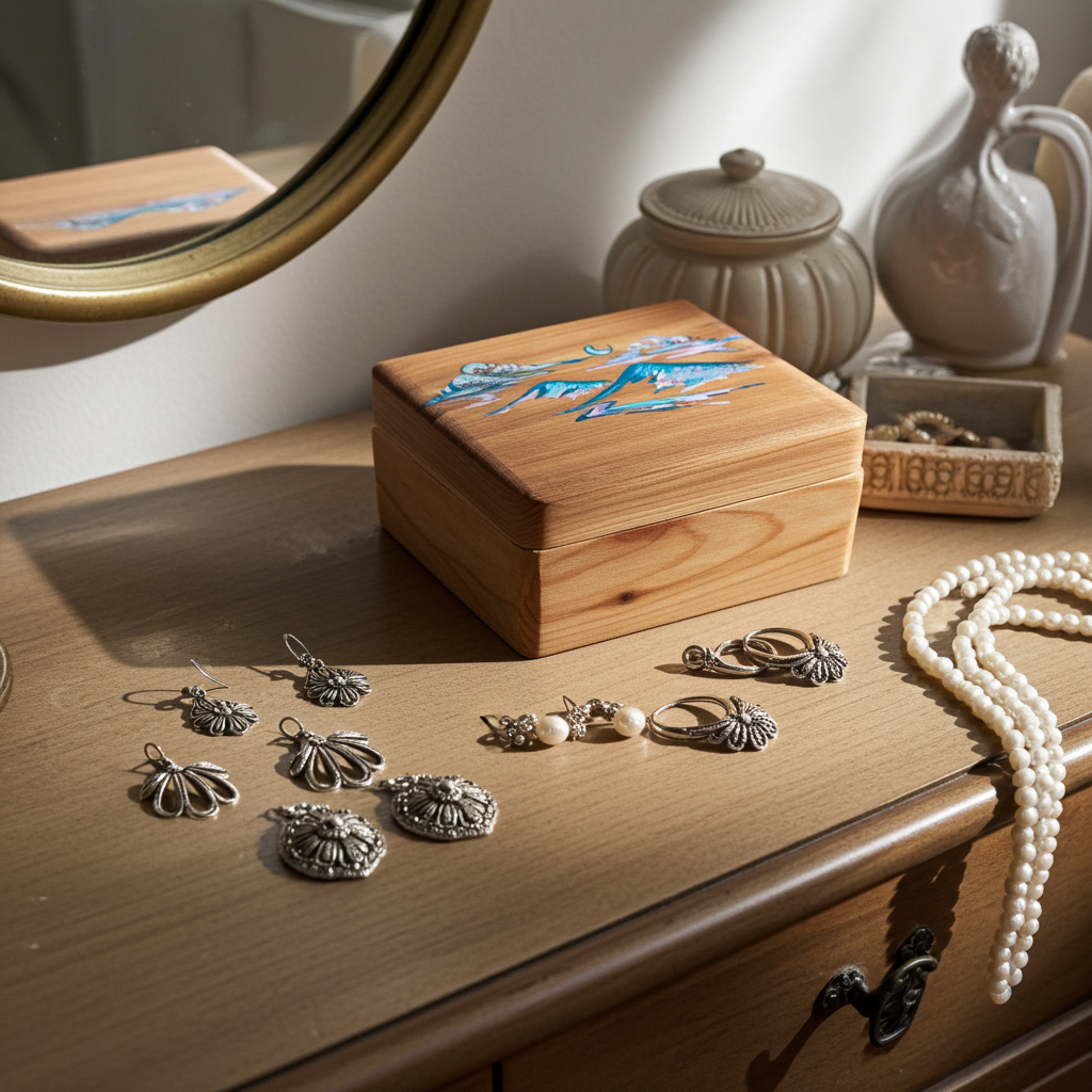 Handmade Cedar Jewelry Box, Mountain Night Sky, Ani Eastwood