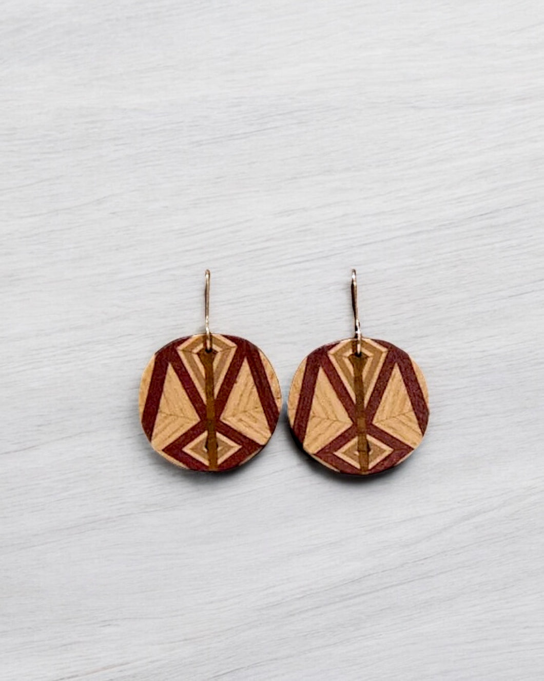 Wooden Inlay Earrings, Mark Bakula #115