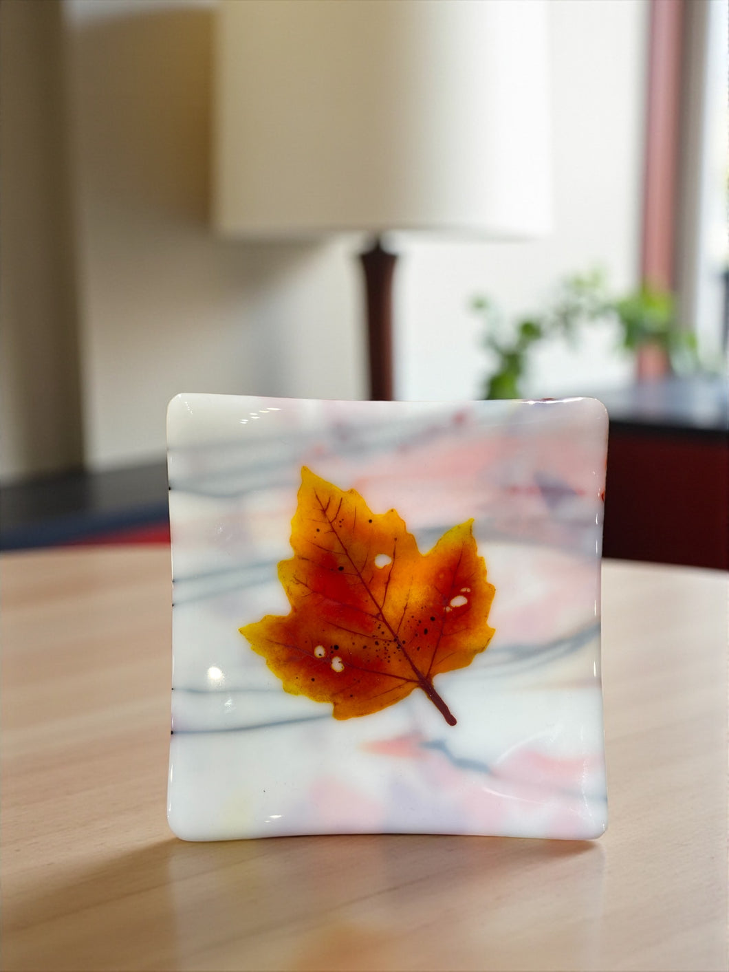 Small Square fall Plate 2, Kiln Formed Glass Claudia Whitten