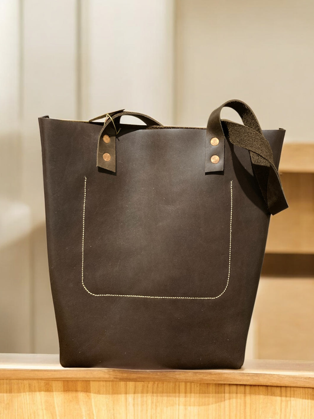 Large brown leather Purse 3, Laughing Blackbird