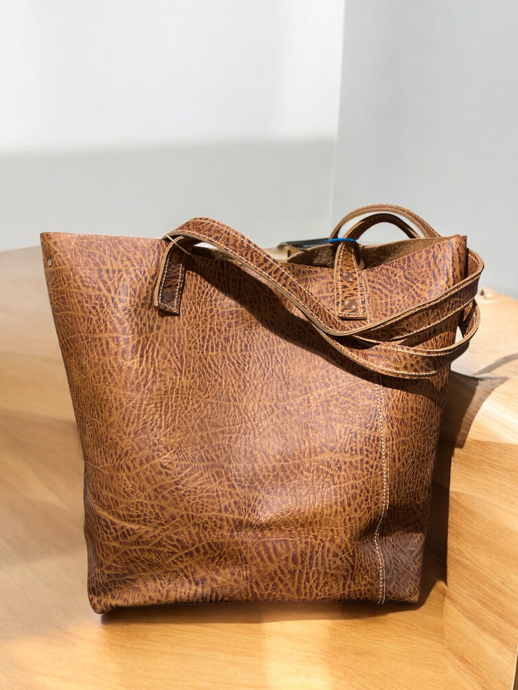 Large brown leather Purse  2, Laughing Blackbird