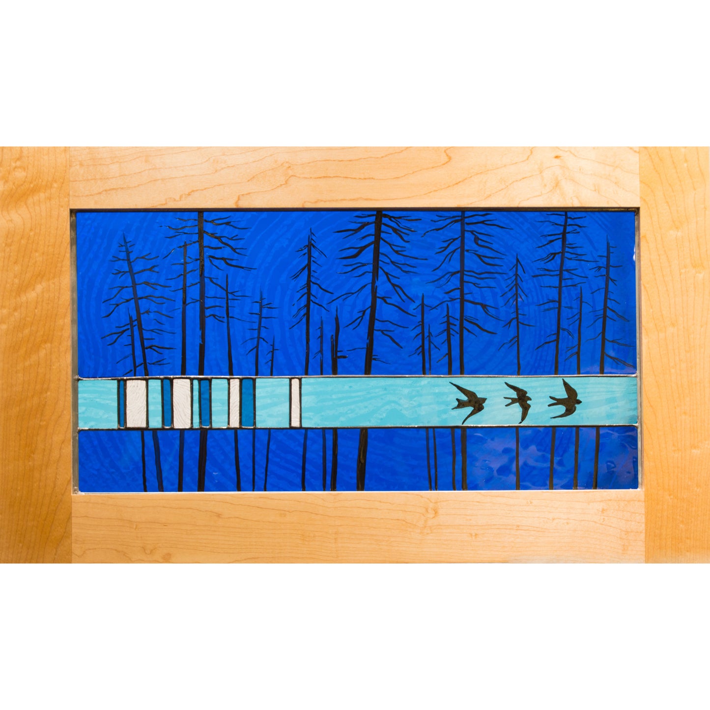 Dark Blue Birds, large window hanging
