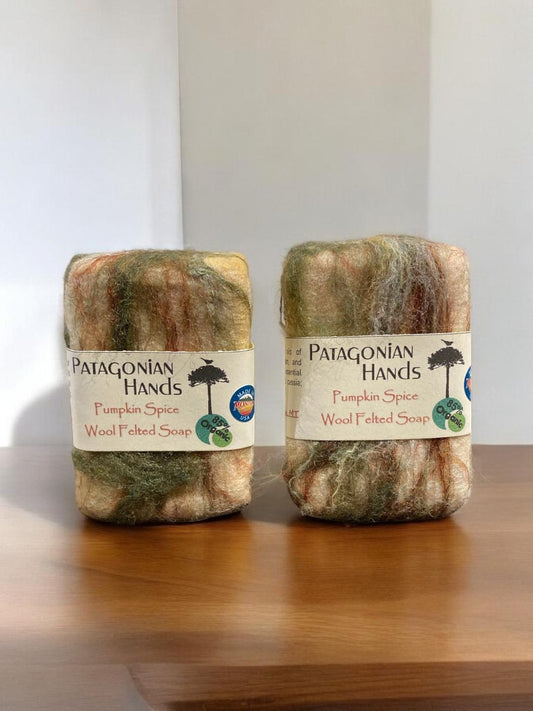 Wool Felted Soap, Pumpkin Spice 85% Organic