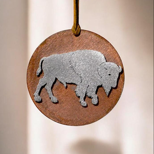 Bison Ornament - round