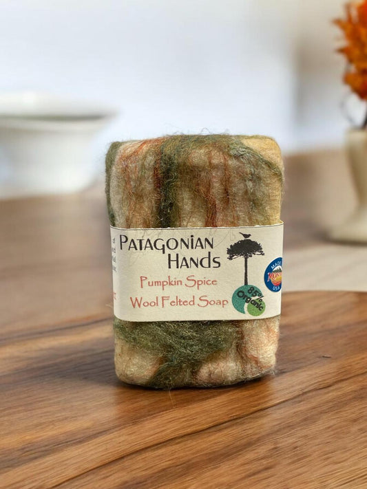 Wool Felted Soap, Pumpkin Spice 85% Organic