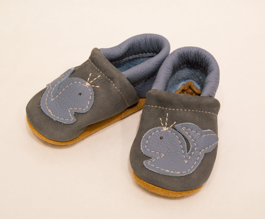 Baby Shoes Blue Whale, Size 4( fits12 month) Starry Knight Design