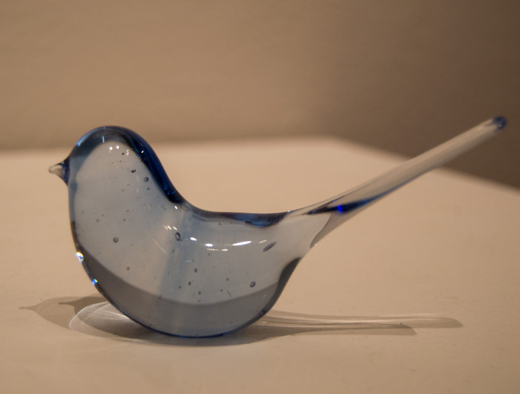 LaBrecque glass, Handmade Bird, Clear Blue