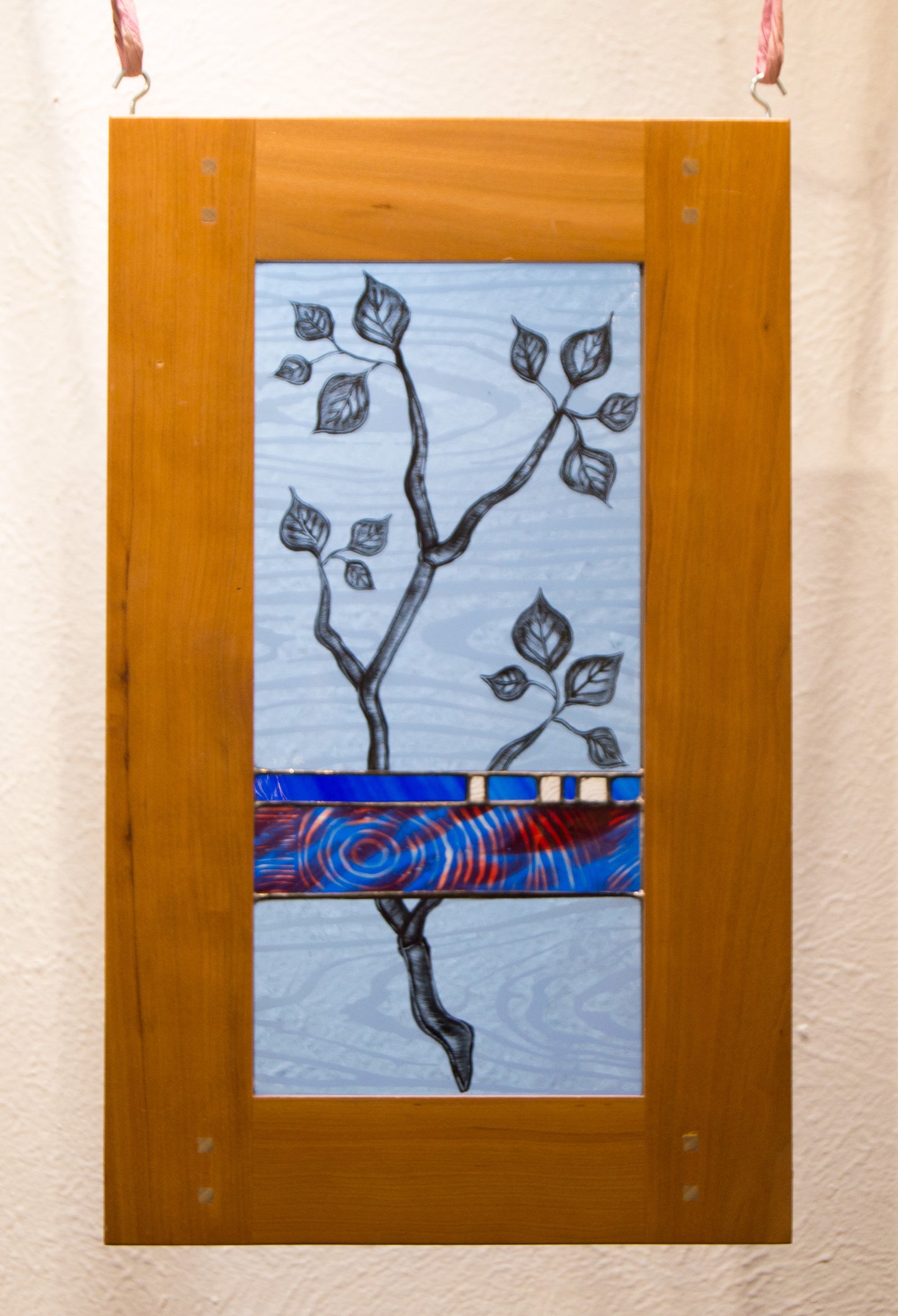 Leaves with Blue and Red Band, Large Window Hanging