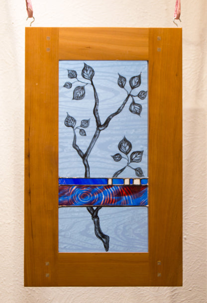 Leaves with Blue and Red Band, Large Window Hanging