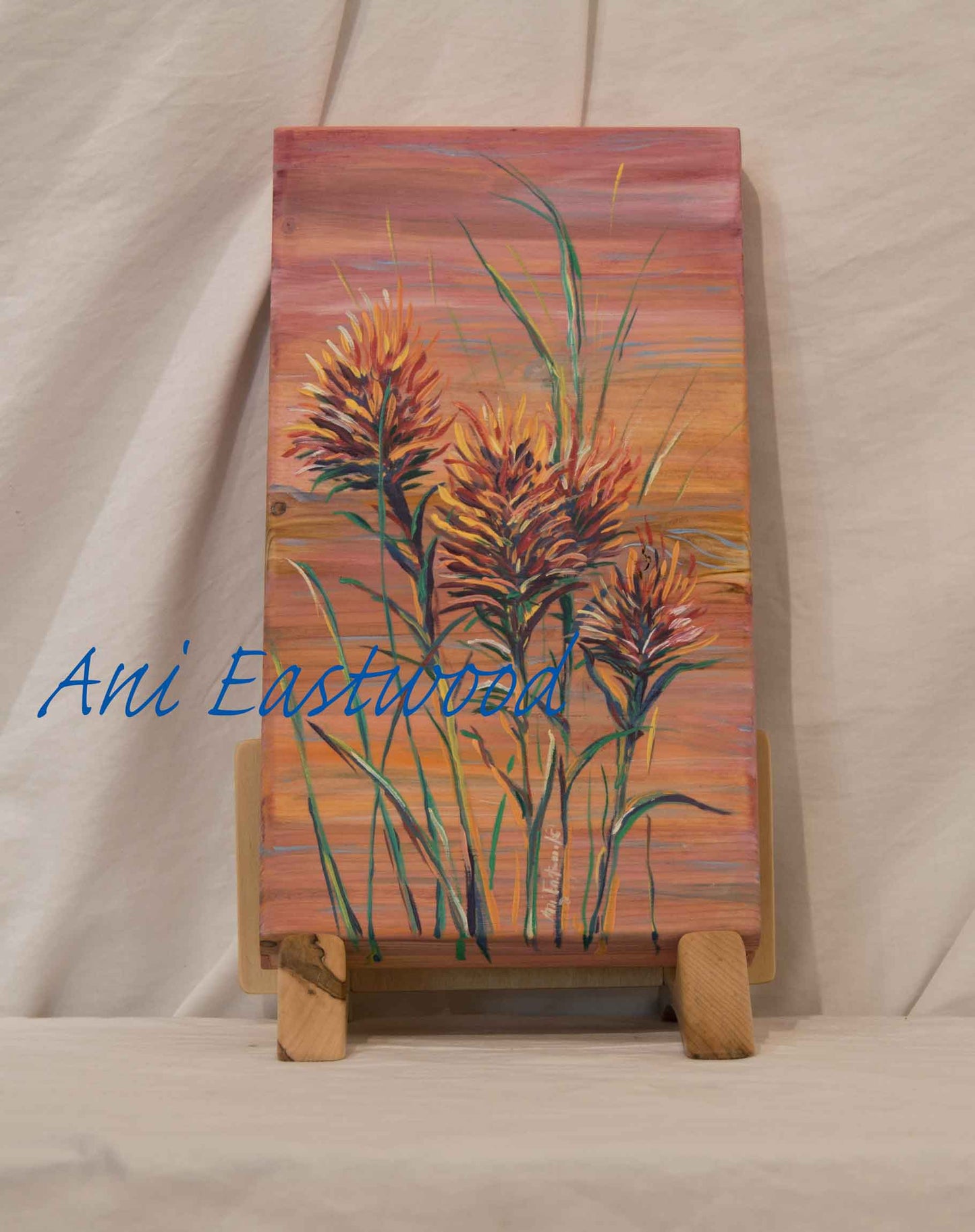 "Indian Paintbrush" Oil on Pine 2019 Ani Eastwood, Original $240