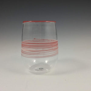 LaBrecque glass, Handmade Clear Glass with Red Bands