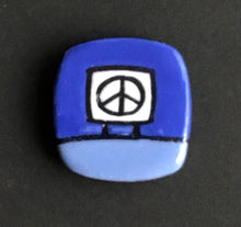 Load image into Gallery viewer, Ceramic Peace Sign Magnetic Pin , Baby Blue and Ultramarine Blue, Glenn Parks
