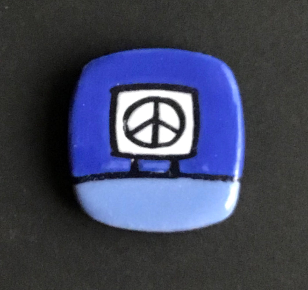 Ceramic Peace Sign Magnetic Pin , Baby Blue and Ultramarine Blue, Glenn Parks