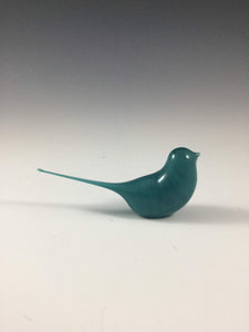 LaBrecque glass, Handmade Bird, Teal Blue