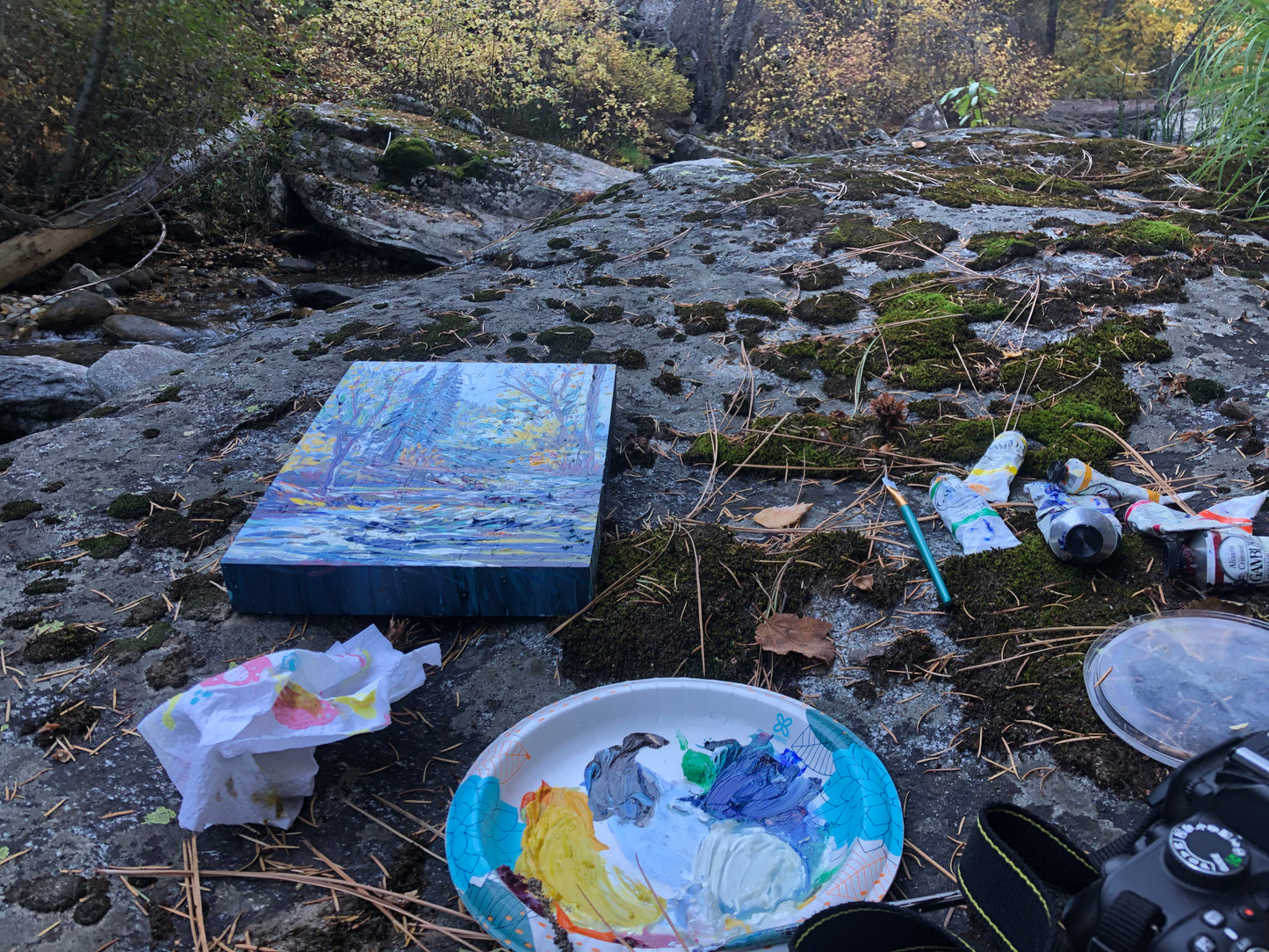 "Kooteni in the fall" Thick Original Plein Air Oil on birch frame