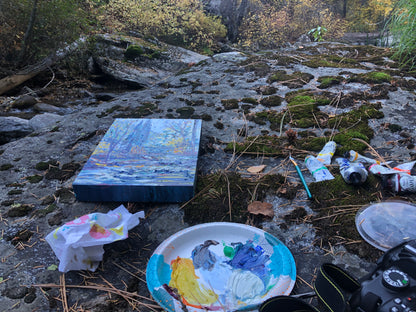 "Kooteni in the fall" Thick Original Plein Air Oil on birch frame