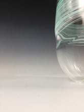 Load image into Gallery viewer, LaBrecque glass, Handmade Clear Glass with Teal Bands
