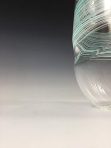 LaBrecque glass, Handmade Clear Glass with Teal Bands