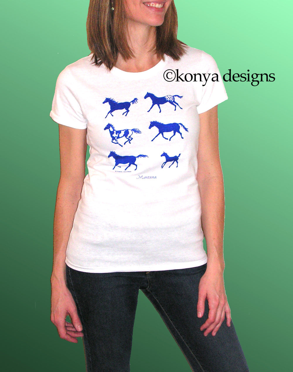 Shortsleeve Lady's Horse T-Shirt, Konya Designs