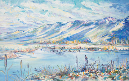 "Redwing" 20"x30" Handpainted Giclee,  Framed in Authentic Barnwood