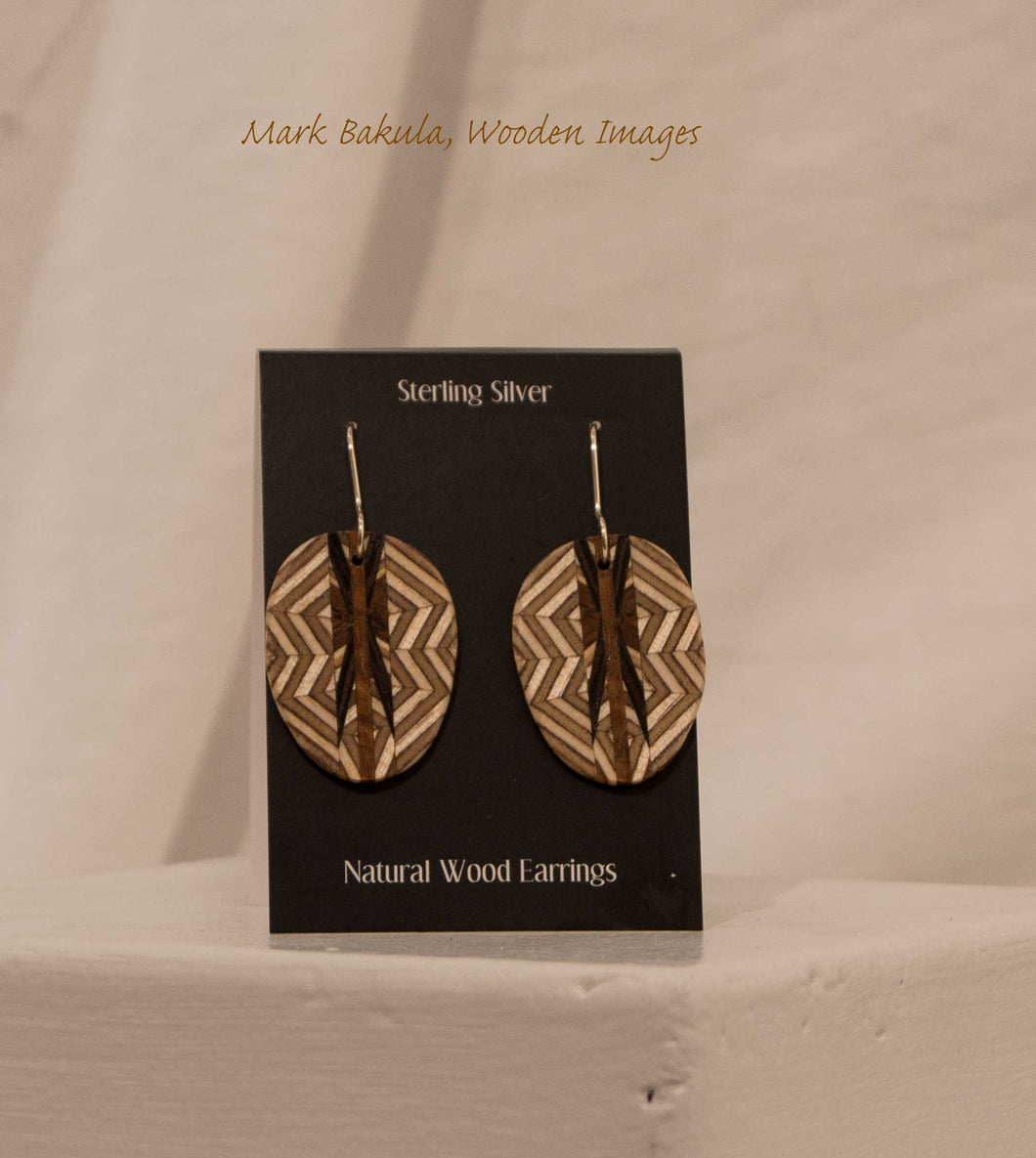 Wooden Inlay Earrings, Mark Bakula #31Jewelry