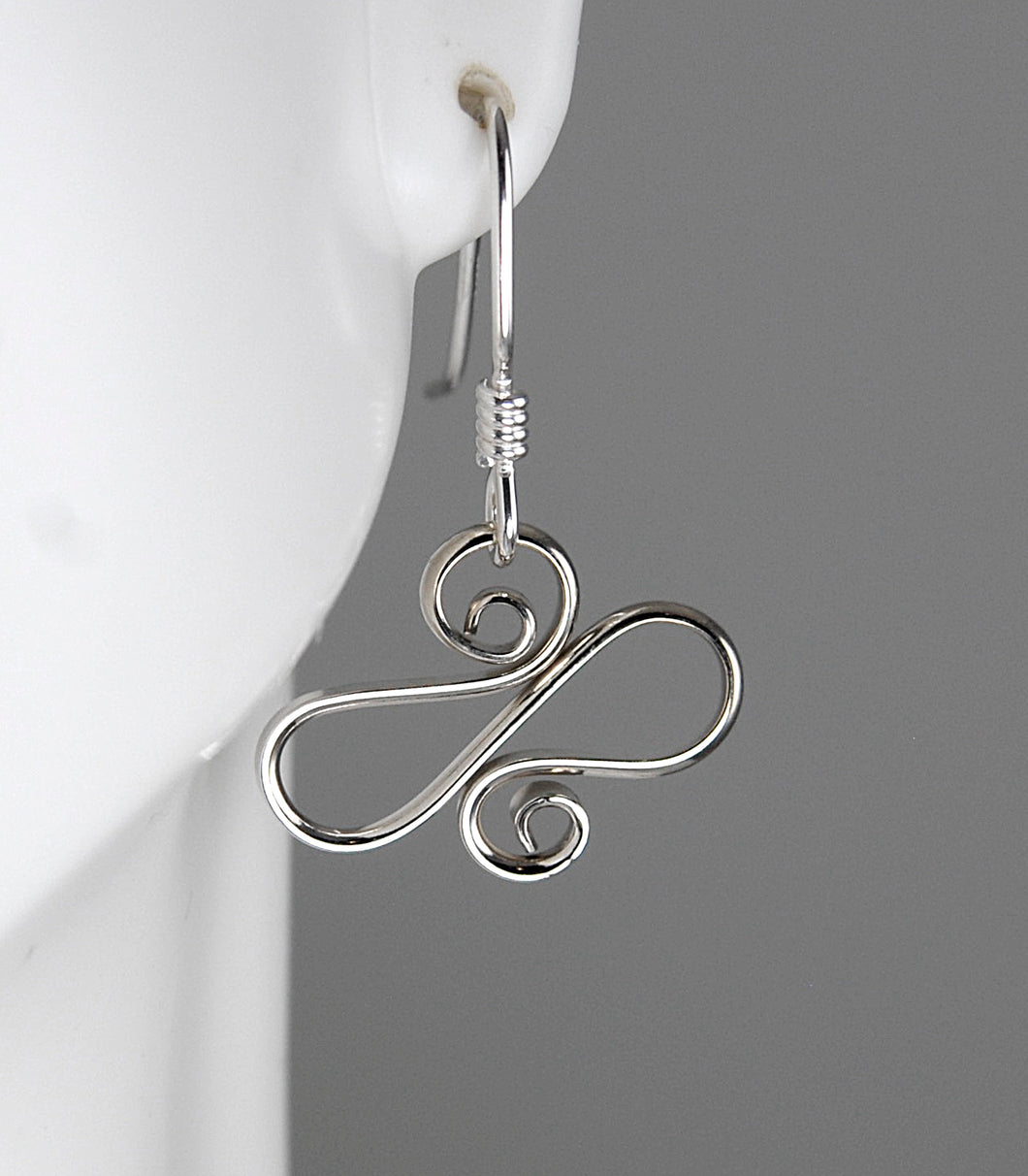Shiny Argentium Silver Wavy Spiral Earrings, SE10, Lois Linn Jewelry