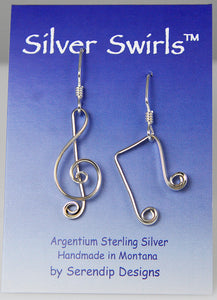 Silver Treble Clef Earrings, Argentium Sterling Silver Musical Earrings SE15, Lois Linn Jewelry
