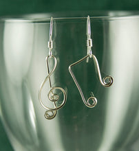 Load image into Gallery viewer, Silver Treble Clef Earrings, Argentium Sterling Silver Musical Earrings SE15, Lois Linn Jewelry
