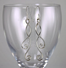 Load image into Gallery viewer, Long Silver Double Spiral Earrings, SE4, Lois Linn Jewelry
