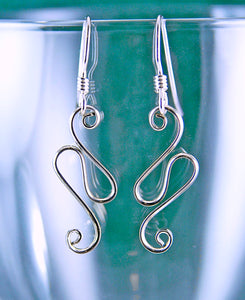 Shiny Silver Argentium Sterling Wave Earrings, SE53 , Lois Linn Jewelry