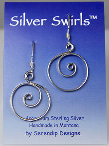 Larger Zen Spiral Circle Earrings in Argentium Sterling Silver Spiral Hoop Earrings, Larger Circle Earrings, SE61 , Lois Linn Jewelry