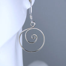 Load image into Gallery viewer, Larger Zen Spiral Circle Earrings in Argentium Sterling Silver Spiral Hoop Earrings, Larger Circle Earrings, SE61 , Lois Linn Jewelry
