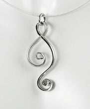 Load image into Gallery viewer, Argentium Sterling Silver Spiral Ketta Pendant, Shiny Silver Double Spiral Necklace, SN11 , Lois Linn Jewelry
