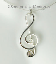 Load image into Gallery viewer, Argentium Sterling Silver Treble Clef Pendant, Sterling Silver Music Necklace, Musician Gift SN15, Lois Linn Jewelry
