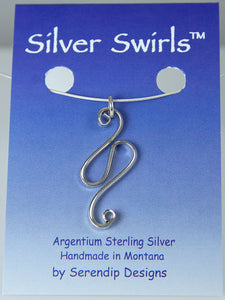 Sterling Silver Shiny Wave Pendant, SN53 , Lois Linn Jewelry