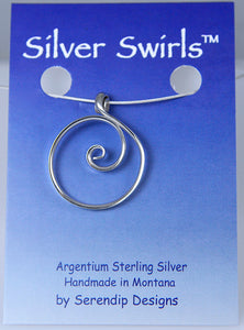 Larger Zen Spiral Circle Necklace in Argentium Sterling Silver, Crashing Wave Pendant, SN61 , Lois Linn Jewelry