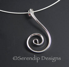 Load image into Gallery viewer, Shiny Silver Fibonacci Spiral Pendant, Larger Shiny Sterling Silver Zen Spiral Necklace, SN8 , Lois Linn Jewelry
