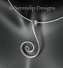 Load image into Gallery viewer, Shiny Silver Fibonacci Spiral Pendant, Larger Shiny Sterling Silver Zen Spiral Necklace, SN8 , Lois Linn Jewelry
