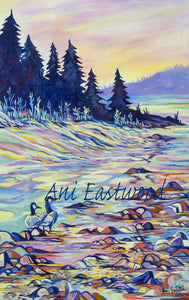"Geese on the Blackfoot River" limited edition canvas