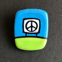 Load image into Gallery viewer, Ceramic Peace Sign Magnetic Pin, Lime Green and Forest Green, Glenn Parks
