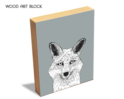 Fox Wood Block Print