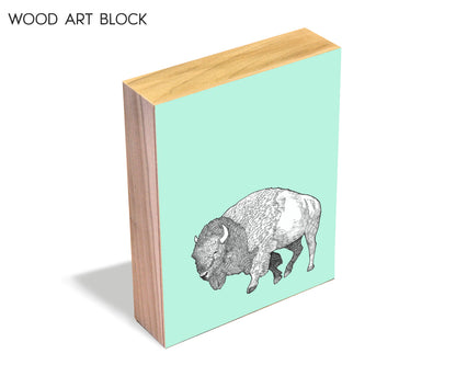 Bison Wood Block Print