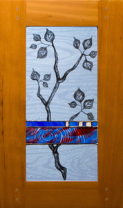 Large Window Hanging, Leaves with Blue and Red Band, Kiki  #3