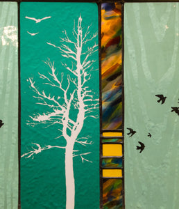 Large Window Hanging, Green with Birds, Kiki Renander  #4