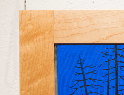 Dark Blue Birds, large window hanging